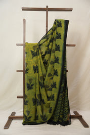 Olive Yellow HBP Georgette Vanaspati Saree - SROYHGS30