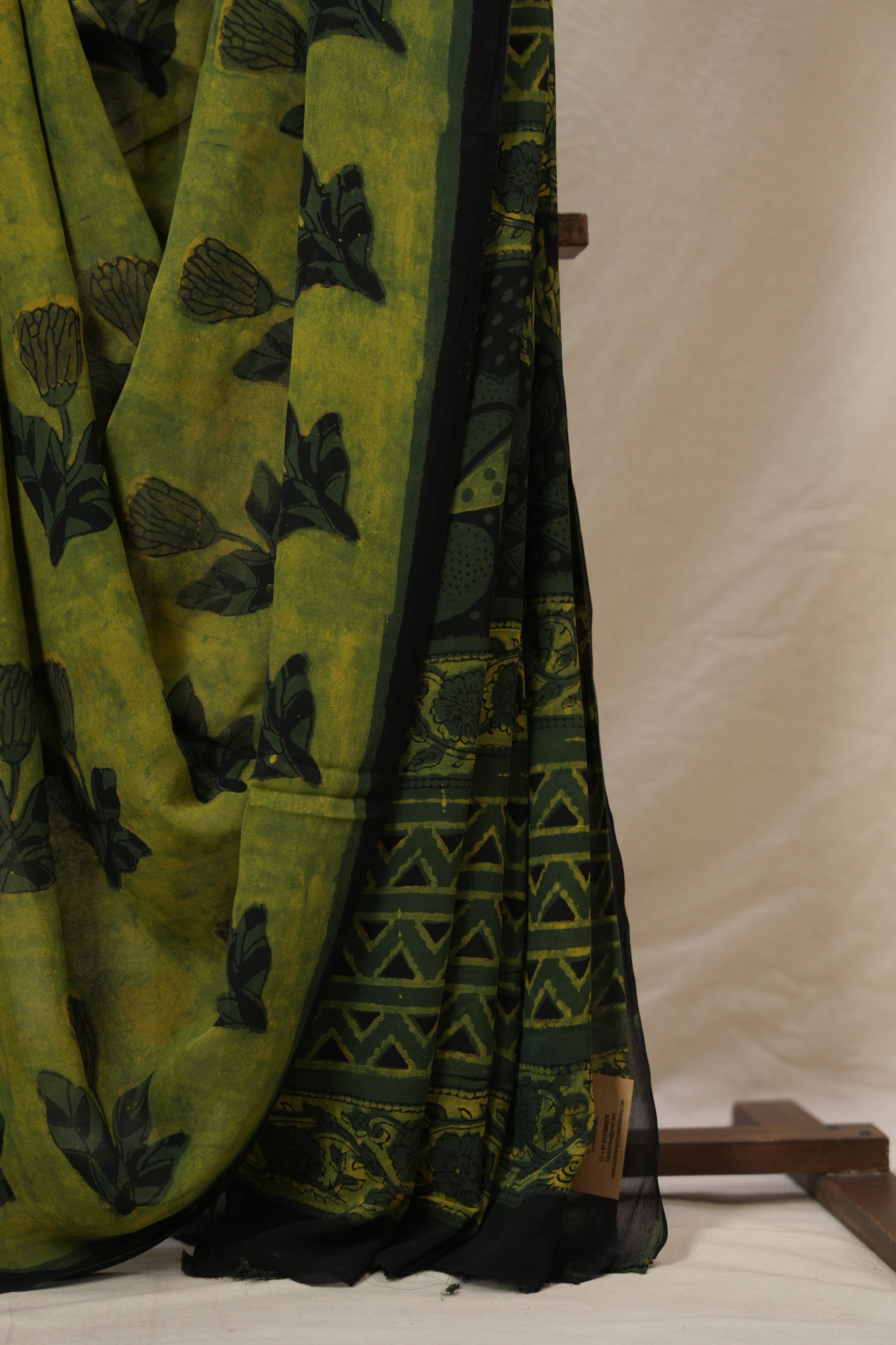 Olive Yellow HBP Georgette Vanaspati Saree - SROYHGS30