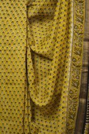 Yellow HBP Cotton Silk Saree With Maheshwari Border - SRYCSS1640