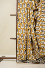 Olive Green White HBP Cotton Saree - SROGWCS2811