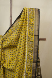 Yellow HBP Cotton Silk Saree With Maheshwari Border - SRYCSS1640