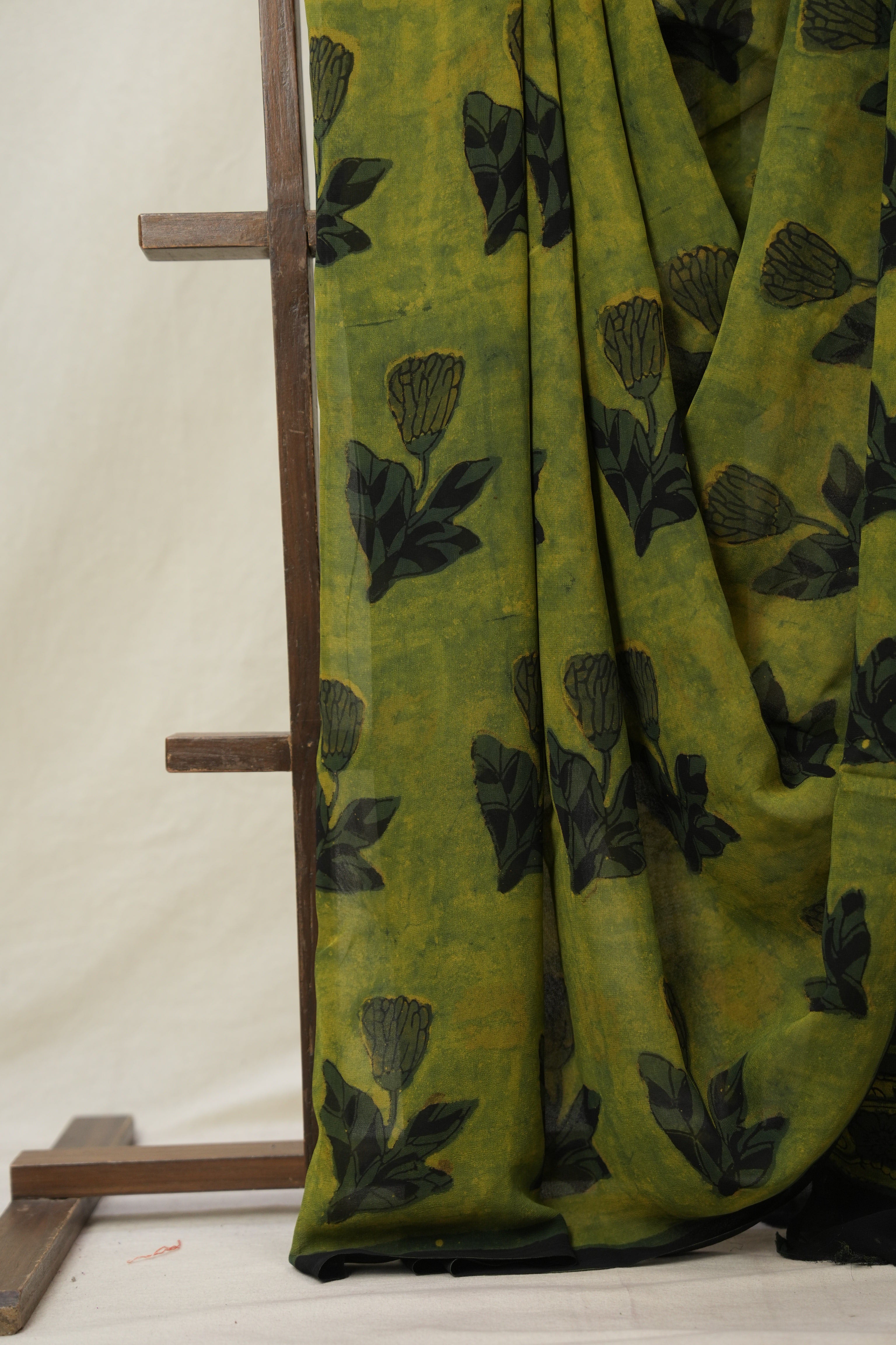 Olive Yellow HBP Georgette Vanaspati Saree - SROYHGS30