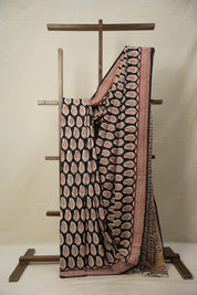 Red Black HBP Cotton Saree - SRRBCS2810