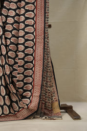 Red Black HBP Cotton Saree - SRRBCS2810