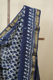 White HBP Cotton Silk Saree With Maheshwari Border - SRWCSS1641