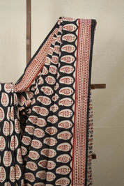 Red Black HBP Cotton Saree - SRRBCS2810