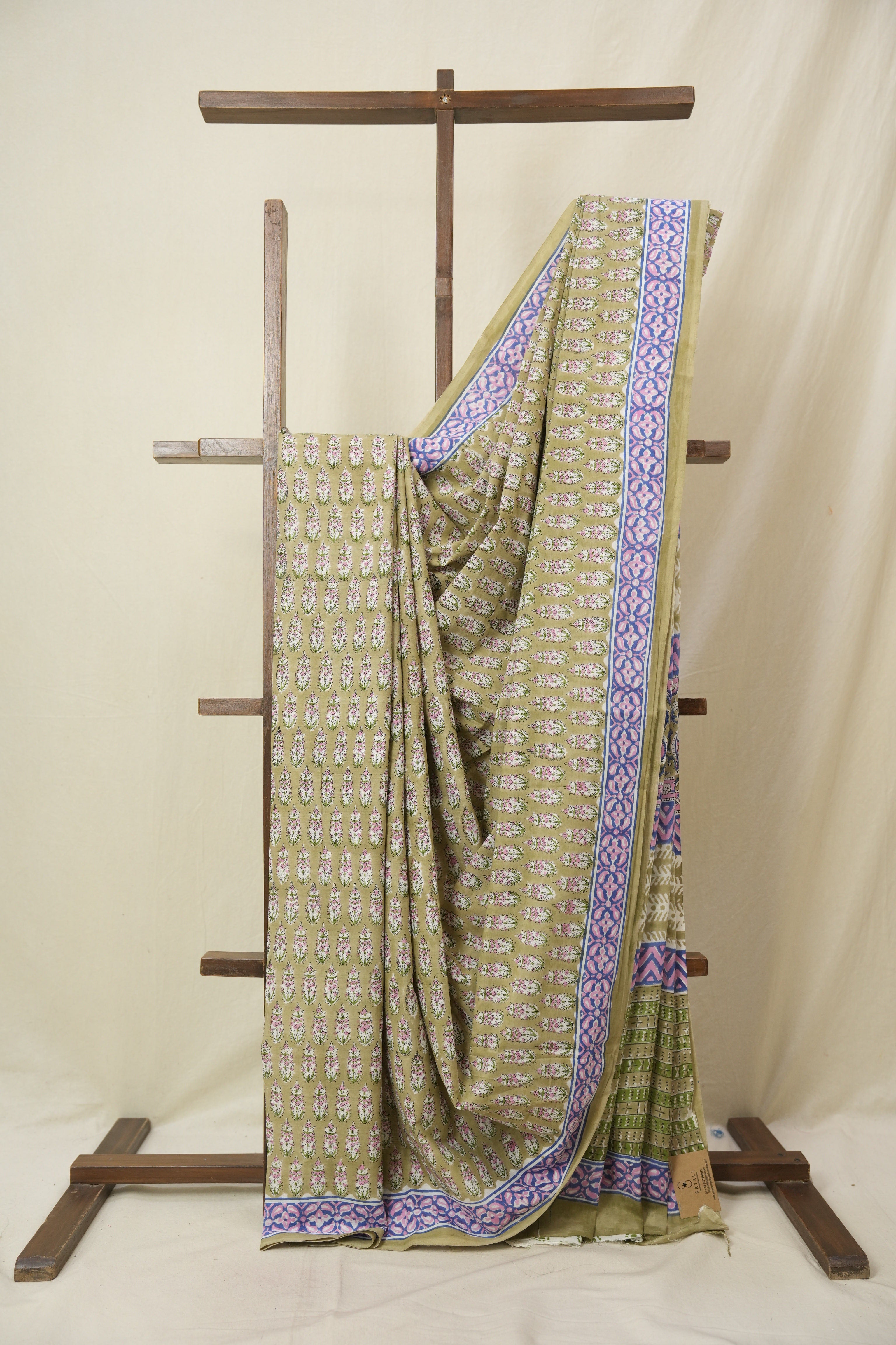 Olive Green HBP Cotton Saree - SROGCS3353