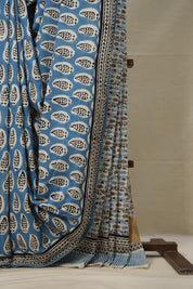 Sea Blue HBP Cotton Saree - SRSBCS2809