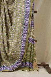 Olive Green HBP Cotton Saree - SROGCS3353