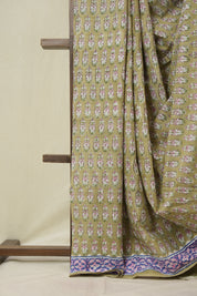 Olive Green HBP Cotton Saree - SROGCS3353