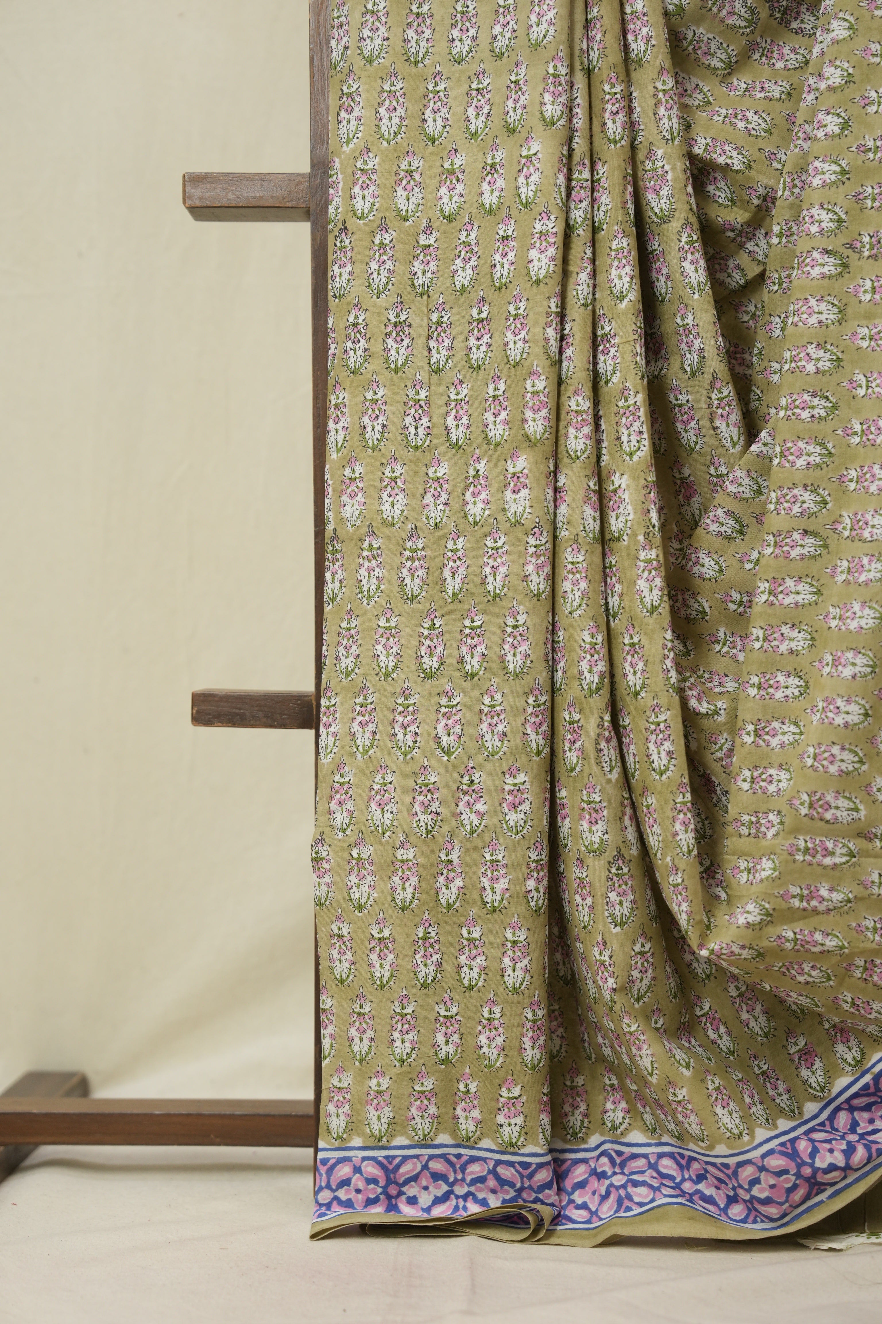 Olive Green HBP Cotton Saree - SROGCS3353