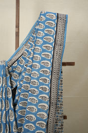 Sea Blue HBP Cotton Saree - SRSBCS2809