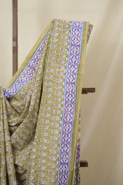 Olive Green HBP Cotton Saree - SROGCS3353