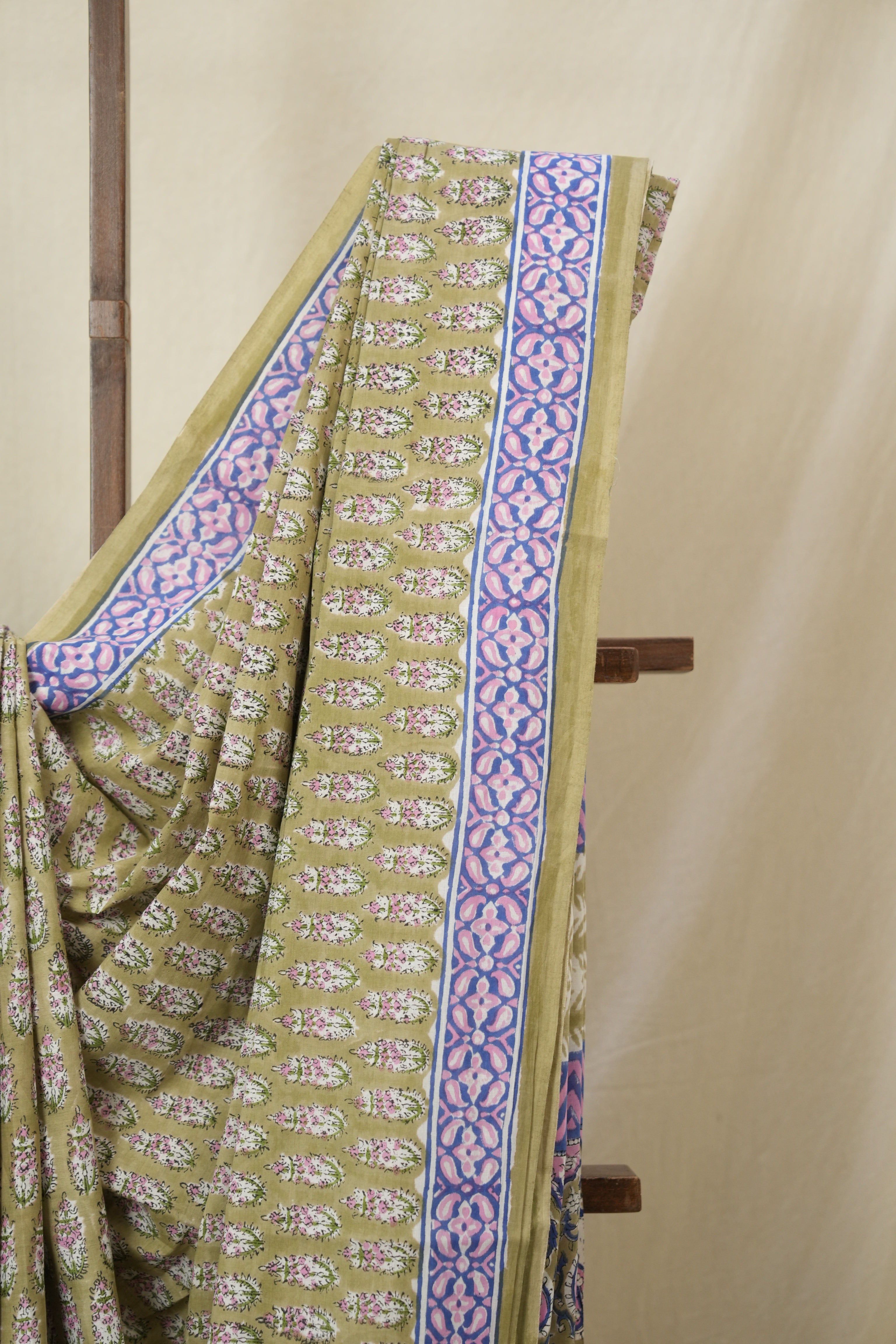 Olive Green HBP Cotton Saree - SROGCS3353