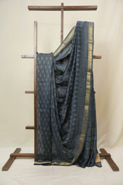 Blue HBP Cotton Silk Saree With Maheshwari Border - SRBCSS1637