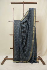 Blue HBP Cotton Silk Saree With Maheshwari Border - SRBCSS1637