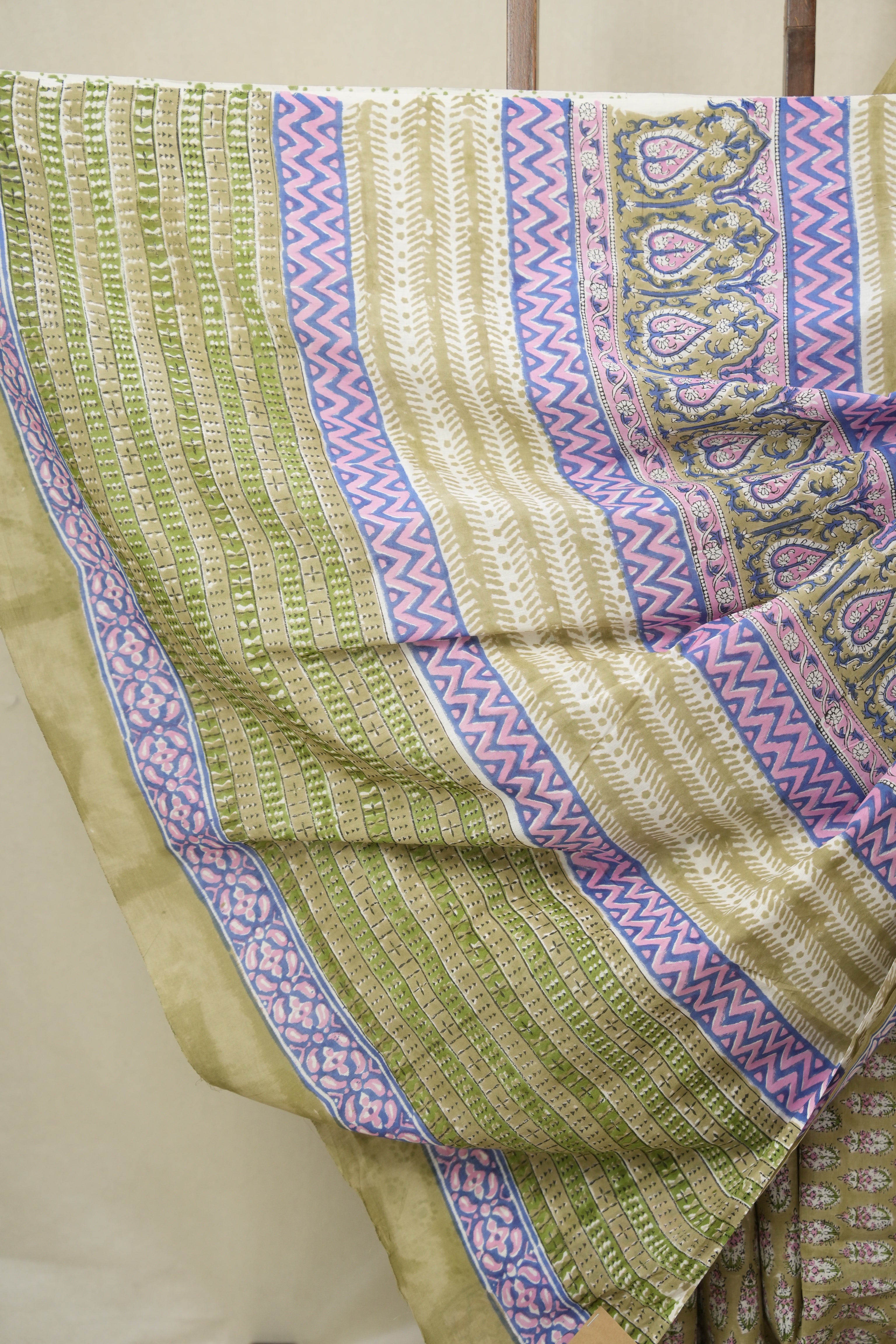 Olive Green HBP Cotton Saree - SROGCS3353