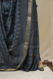 Blue HBP Cotton Silk Saree With Maheshwari Border - SRBCSS1637