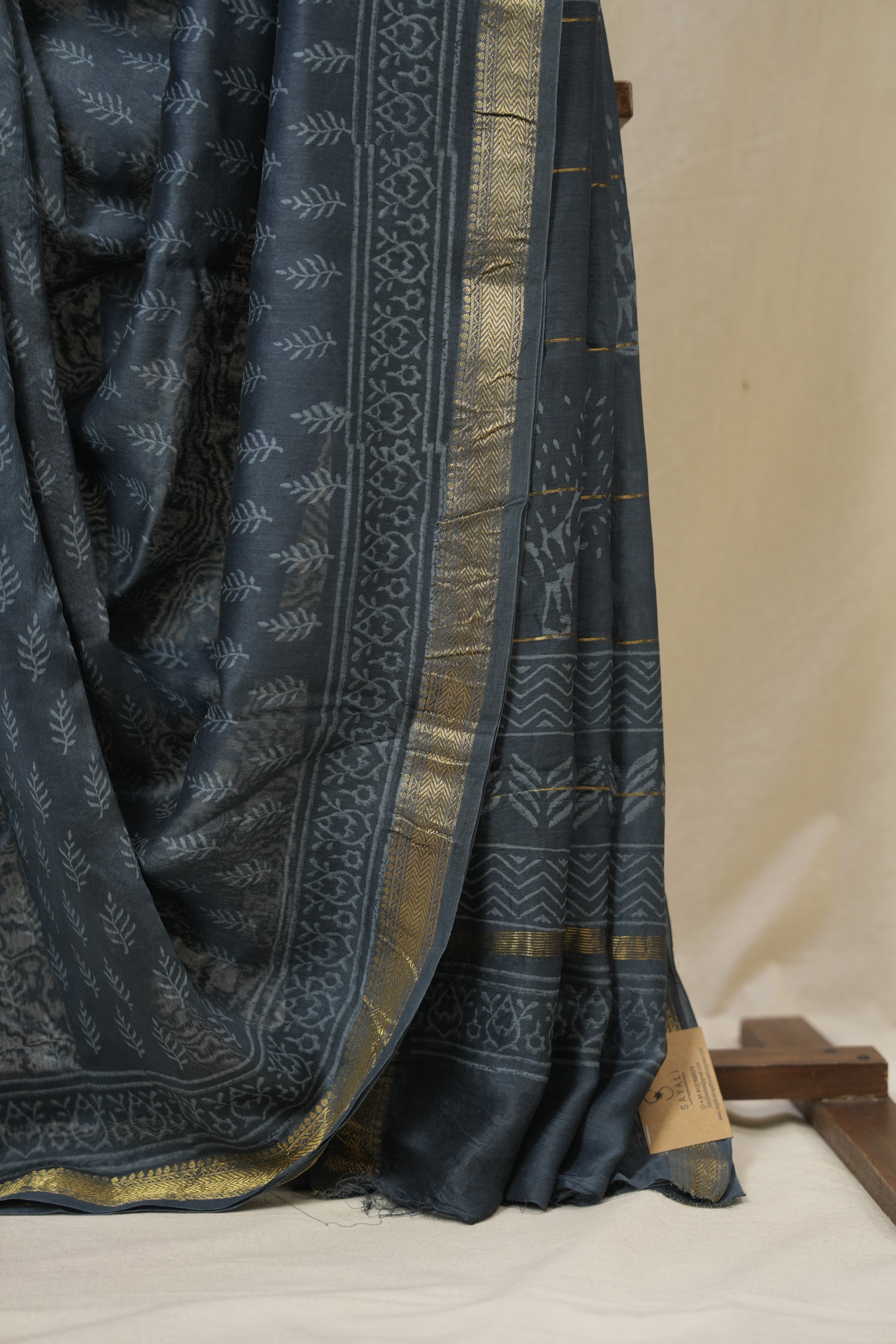 Blue HBP Cotton Silk Saree With Maheshwari Border - SRBCSS1637