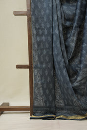 Blue HBP Cotton Silk Saree With Maheshwari Border - SRBCSS1637