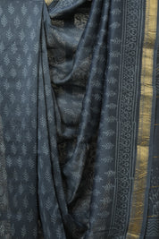 Blue HBP Cotton Silk Saree With Maheshwari Border - SRBCSS1637