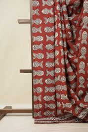 Red HBP Cotton Saree - SRRCS2817