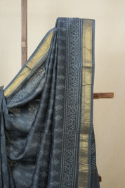Blue HBP Cotton Silk Saree With Maheshwari Border - SRBCSS1637