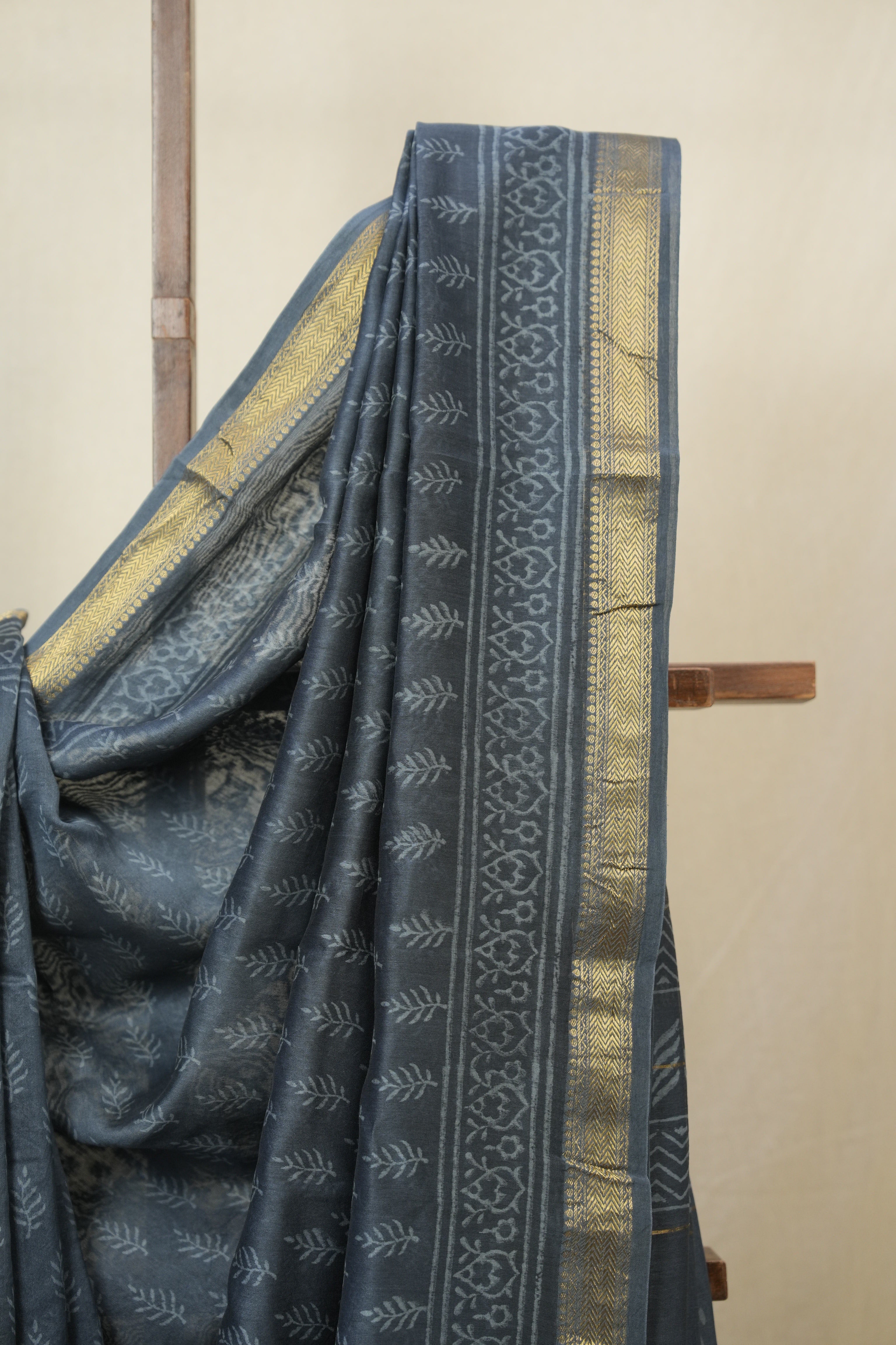Blue HBP Cotton Silk Saree With Maheshwari Border - SRBCSS1637