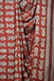 Red HBP Cotton Saree - SRRCS2817