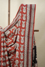 Red HBP Cotton Saree - SRRCS2817