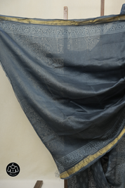 Blue HBP Cotton Silk Saree With Maheshwari Border - SRBCSS1637