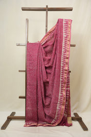Pink HBP Cotton Silk Saree With Maheshwari Border - SRPCSS1636