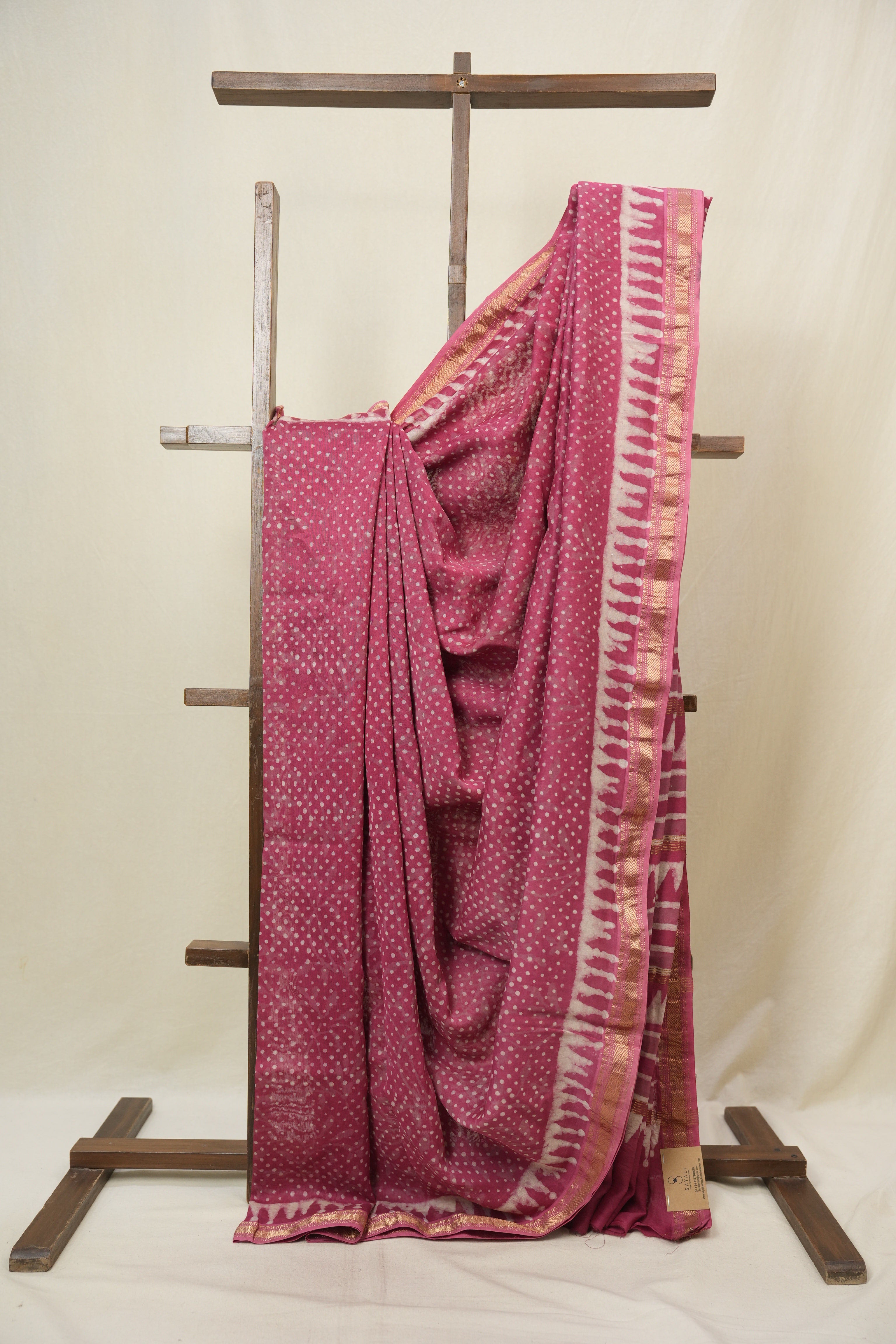 Pink HBP Cotton Silk Saree With Maheshwari Border - SRPCSS1636