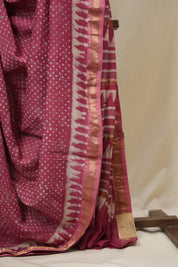 Pink HBP Cotton Silk Saree With Maheshwari Border - SRPCSS1636