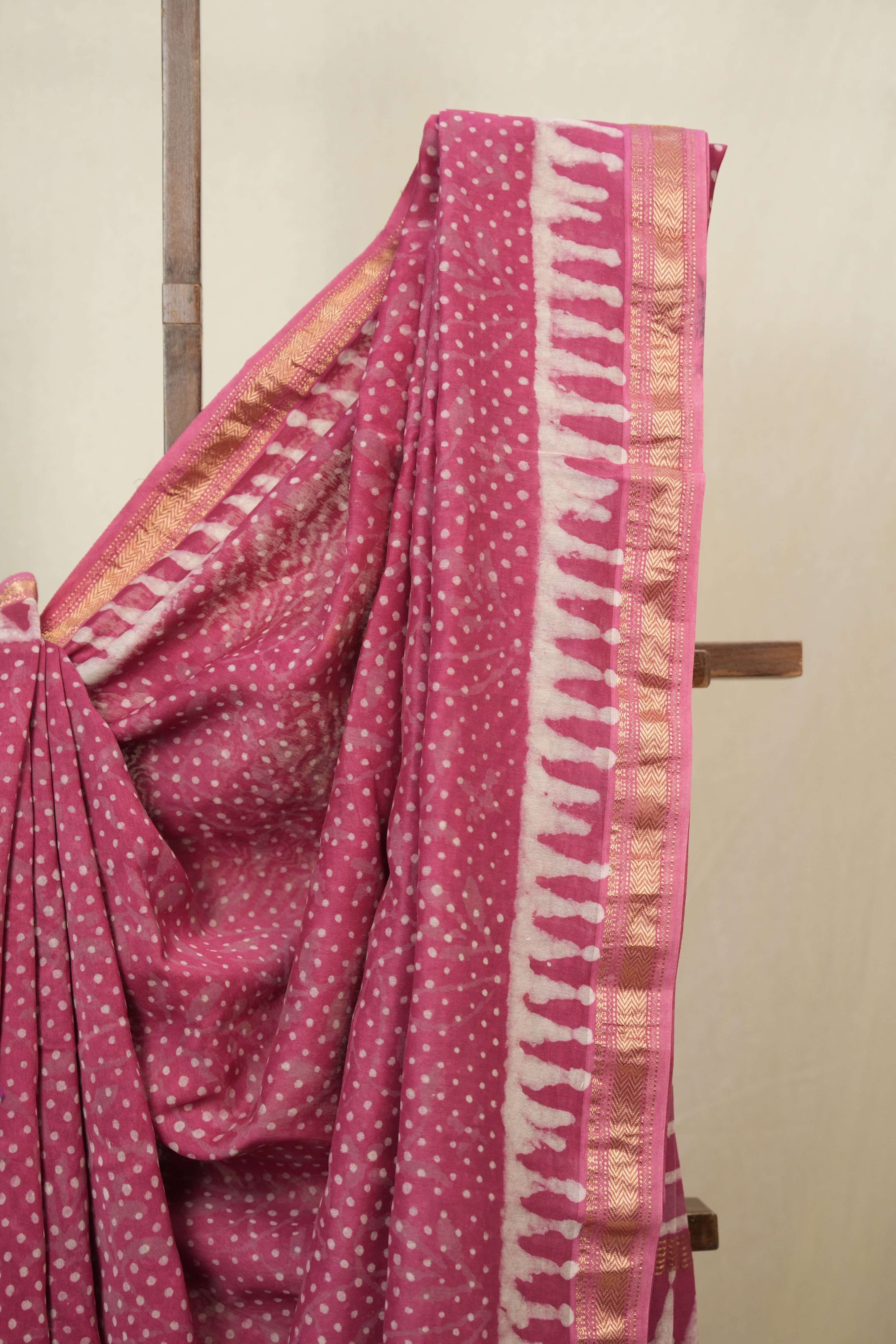 Pink HBP Cotton Silk Saree With Maheshwari Border - SRPCSS1636