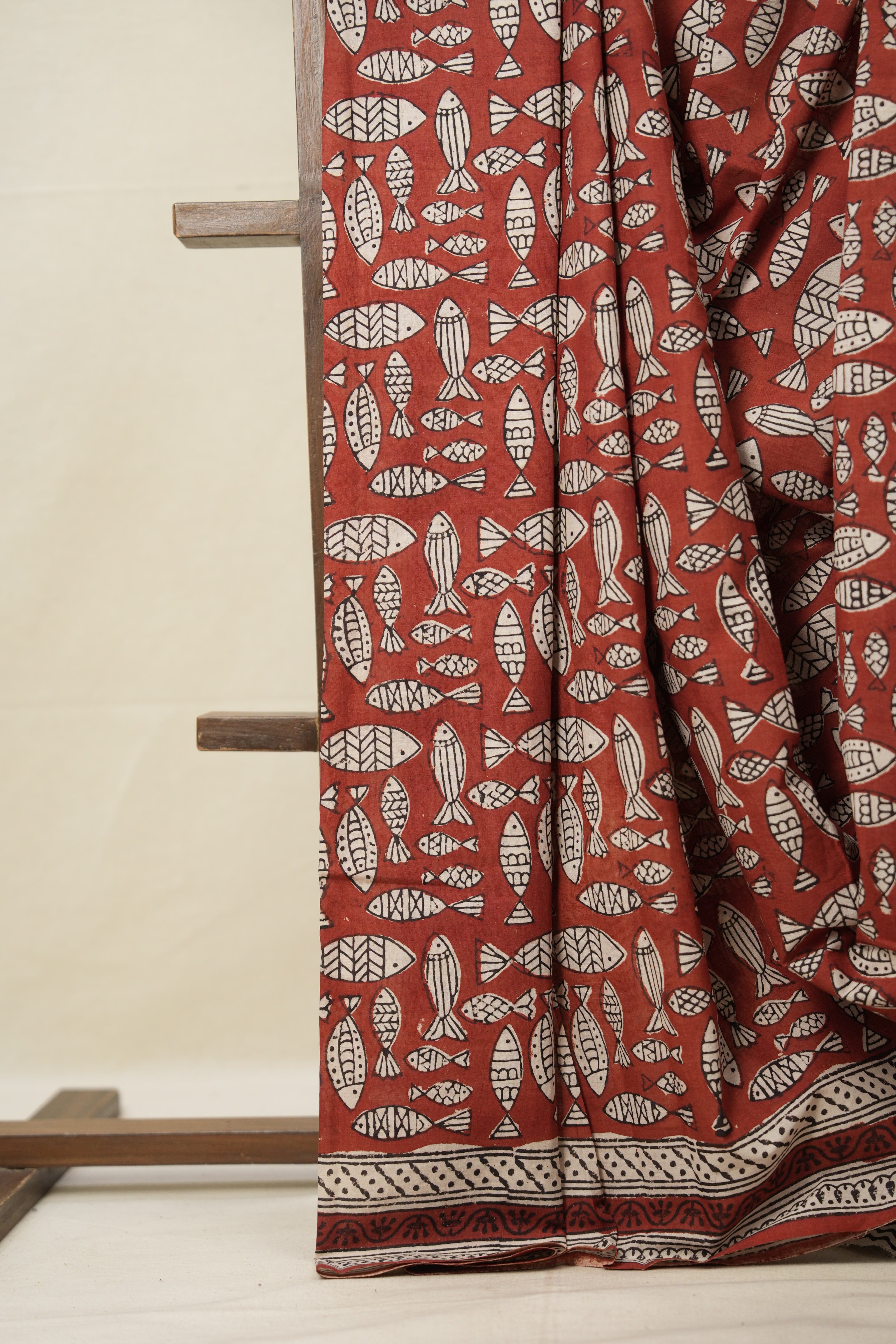 Brick Red HBP Cotton Saree - SRBRCS2815