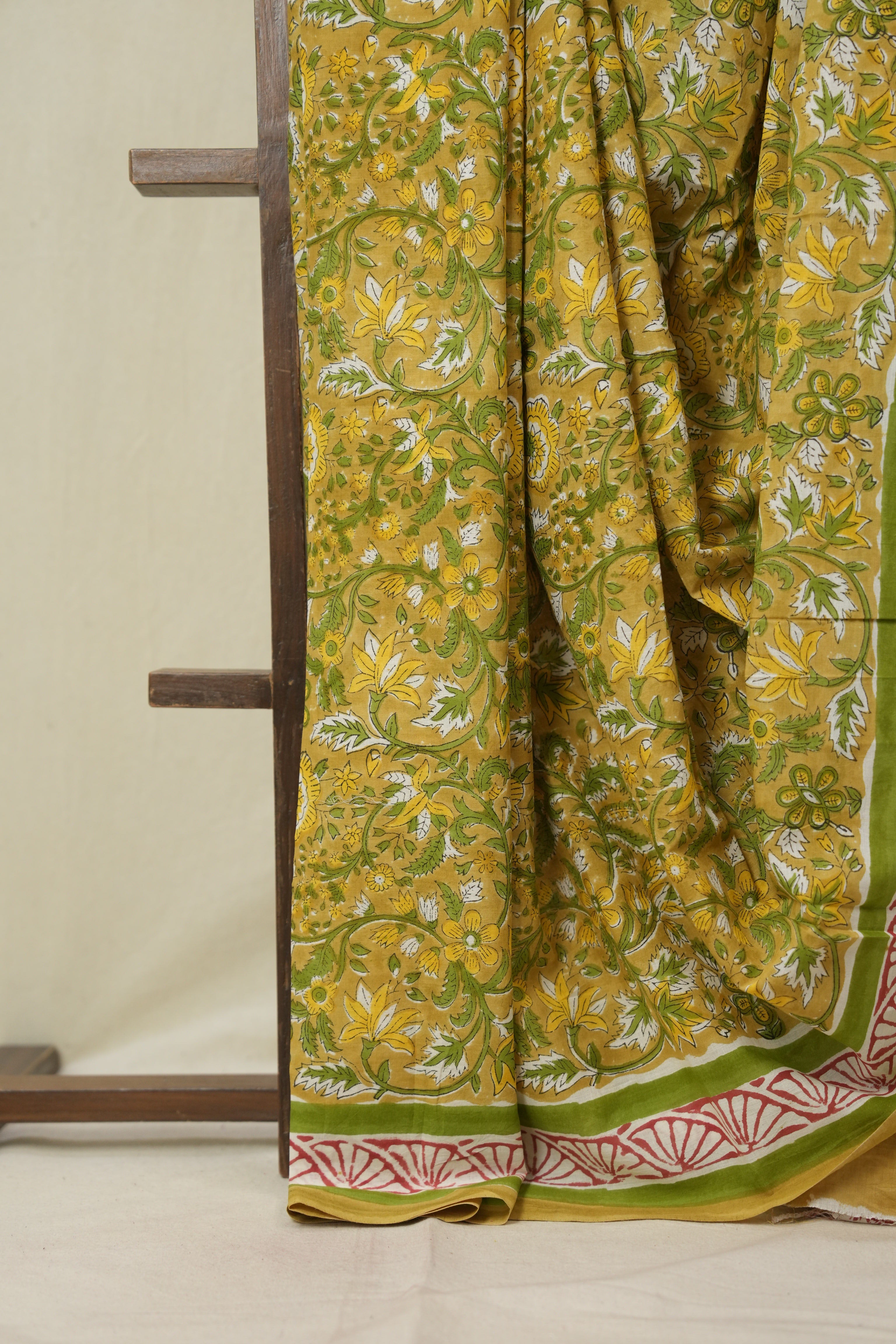 Mustard HBP Cotton Saree - SRMCS3355