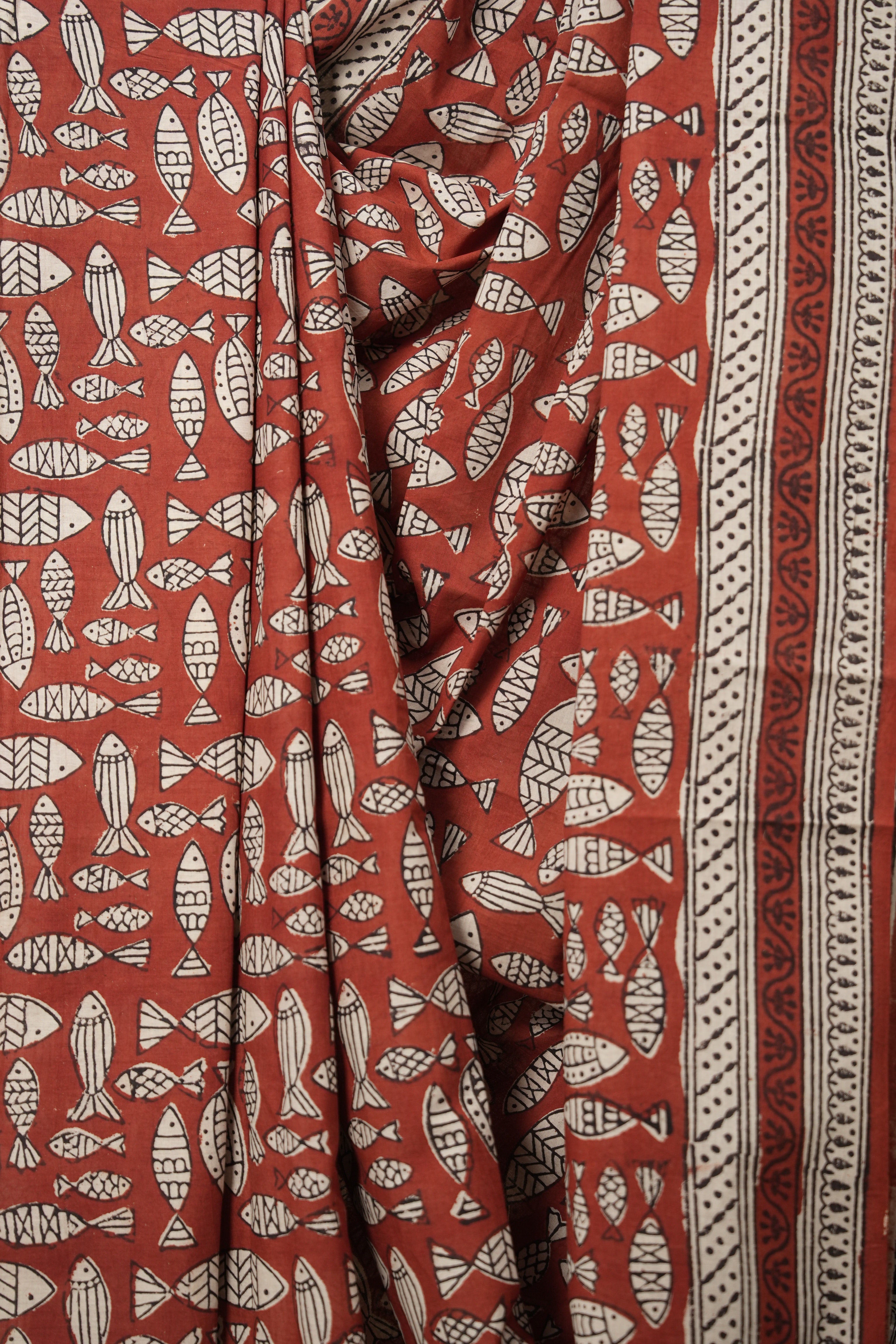 Brick Red HBP Cotton Saree - SRBRCS2815