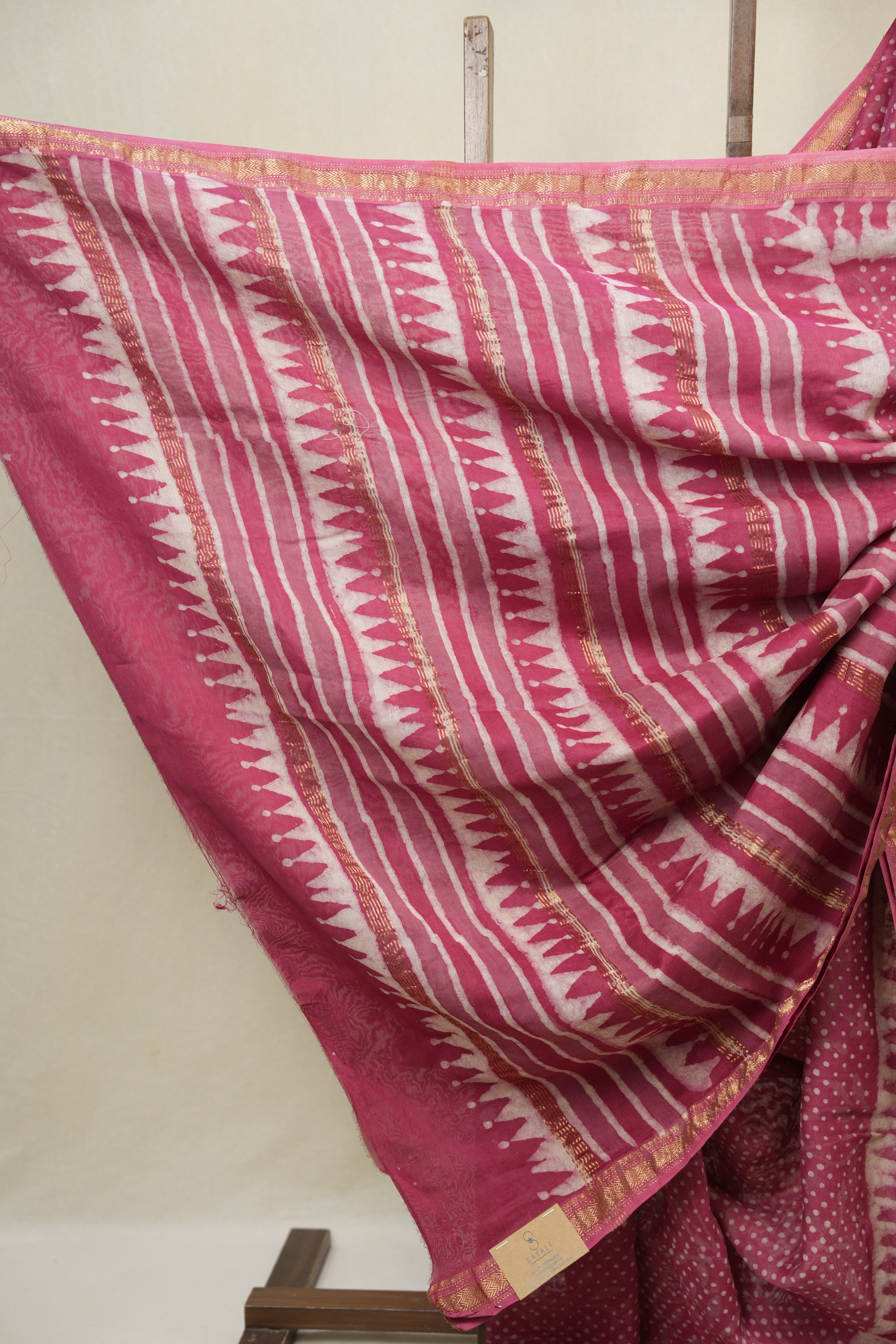 Pink HBP Cotton Silk Saree With Maheshwari Border - SRPCSS1636