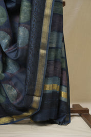 Blue  HBP Cotton Silk Saree With Maheshwari Border Print - SRBCSS1672