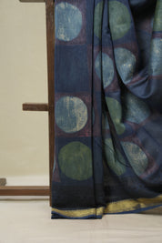 Blue  HBP Cotton Silk Saree With Maheshwari Border Print - SRBCSS1672
