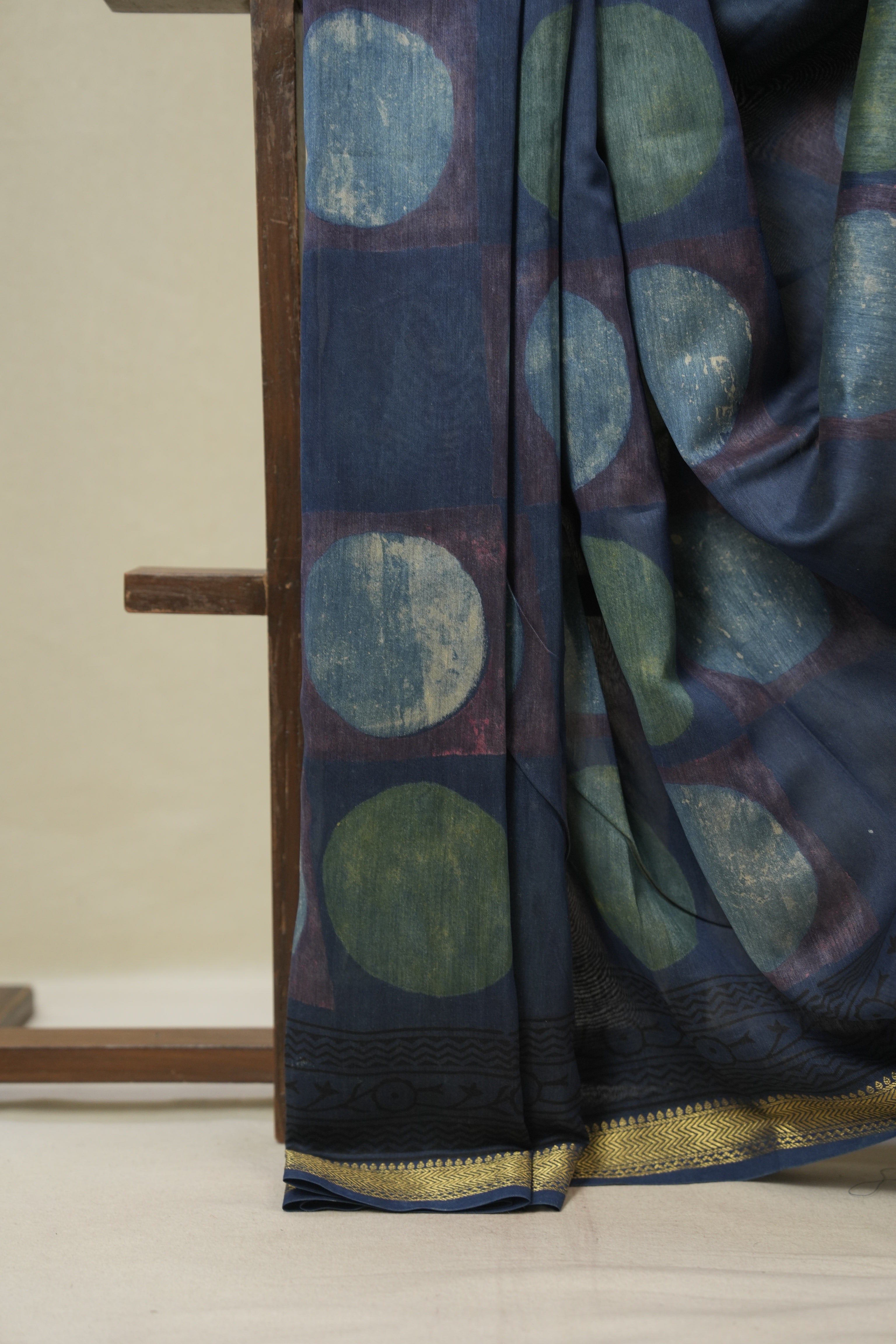 Blue  HBP Cotton Silk Saree With Maheshwari Border Print - SRBCSS1672