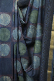 Blue  HBP Cotton Silk Saree With Maheshwari Border Print - SRBCSS1672