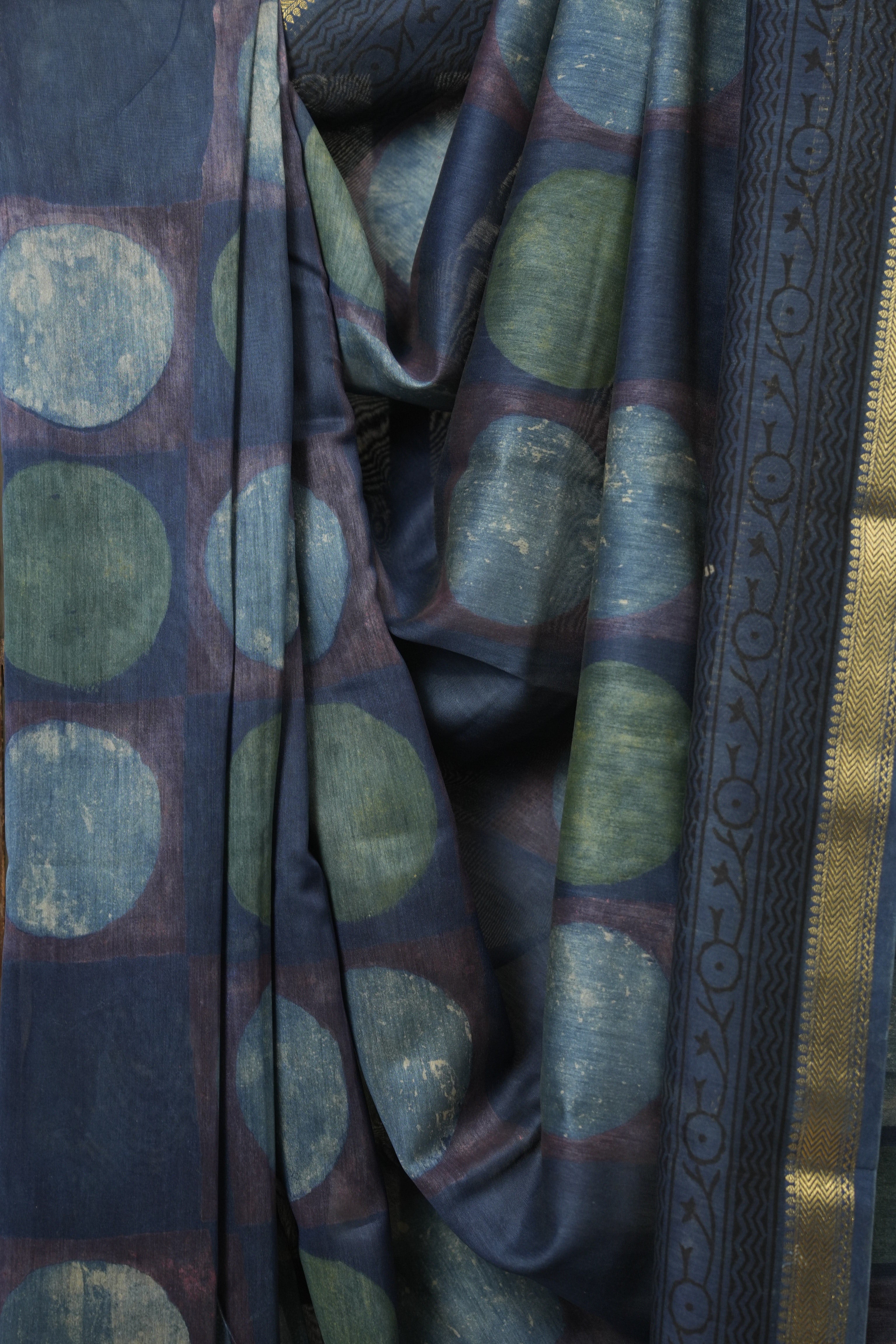 Blue  HBP Cotton Silk Saree With Maheshwari Border Print - SRBCSS1672