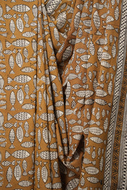 Brown Yellow HBP Cotton Saree - SRBYCS2816