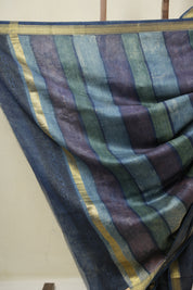 Blue  HBP Cotton Silk Saree With Maheshwari Border Print - SRBCSS1672
