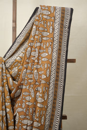 Brown Yellow HBP Cotton Saree - SRBYCS2816