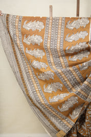 Brown Yellow HBP Cotton Saree - SRBYCS2816