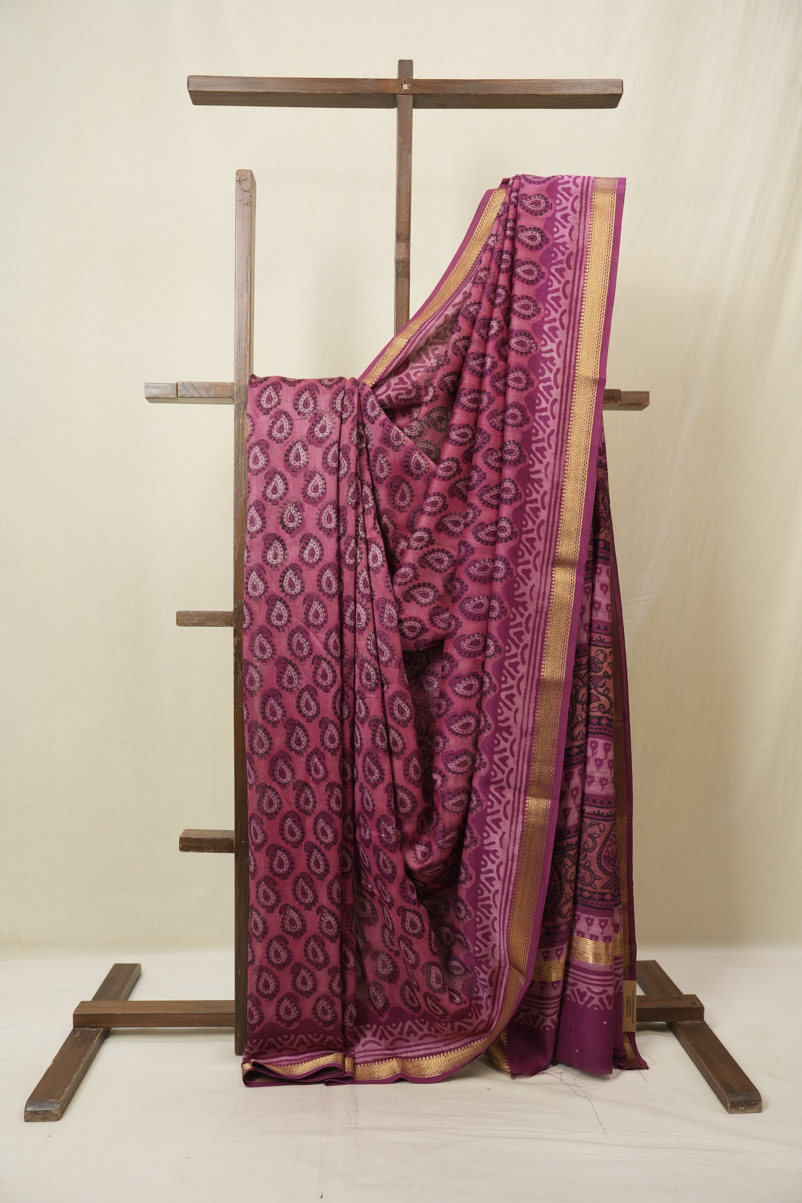 Pink HBP Cotton Silk Saree With Maheshwari Border - SRRCSS1675