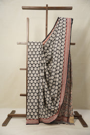 Black Red HBP Cotton Saree - SRBRCS2814